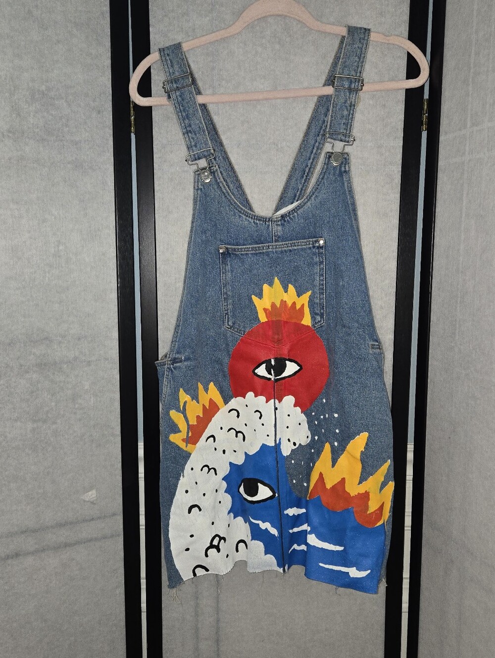 Zara TRF "Oil on Denim" Collection Ricardo Cavolo Denim Mini Overall Dress Small